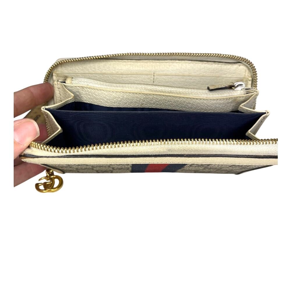 Gucci Ophidia GG Supreme Zip Around Wallet Web Stripe Double G 523154 - Picture 12 of 16